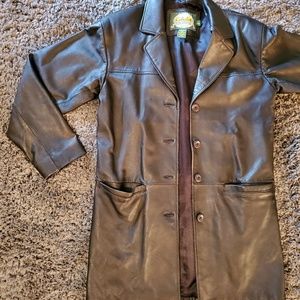 Vintage cabelas leather trench coat
